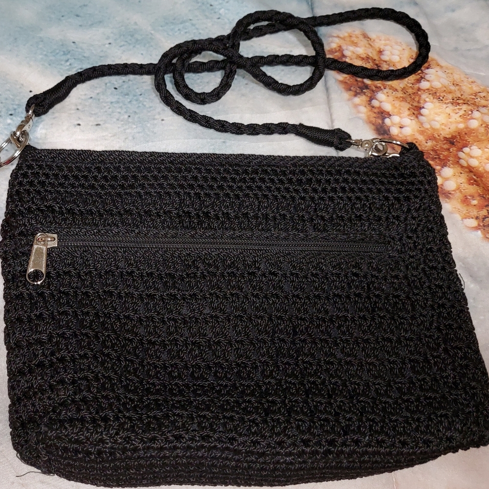 Elegant Black Crochet Shoulder Bag